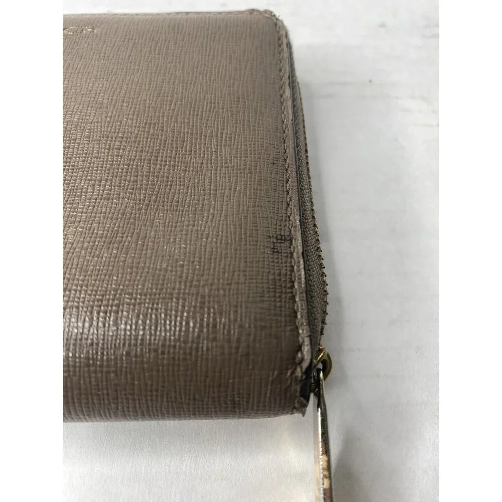 COACH Leather Corner Zip Around Taupe Bi Fold Bag